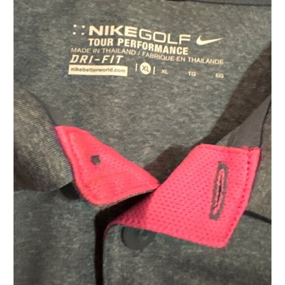 Nike Golf Dri-Fit Polo Shirt XL Gray & Pink Mens Short Sleeve Performance Top - Picture 4 of 6